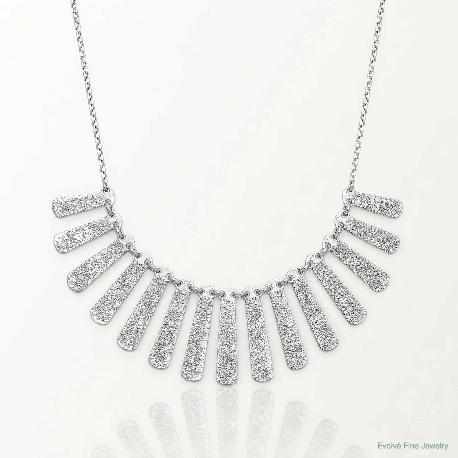 Sterling Silver Radiant Essence Pol/Textured Bars W/ 2in Ext. Necklace