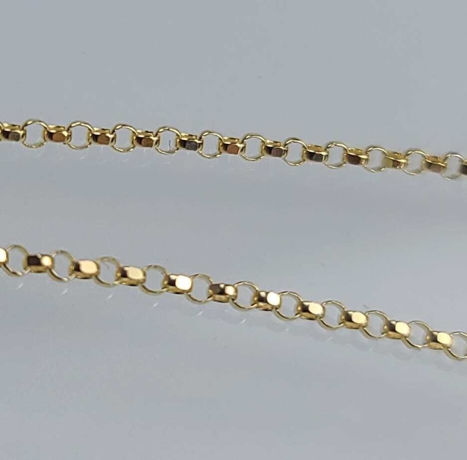 New 14k Solid Yellow Gold Cable Chain 19.5″ Necklace 1.4mm Signed CX 2.55g
