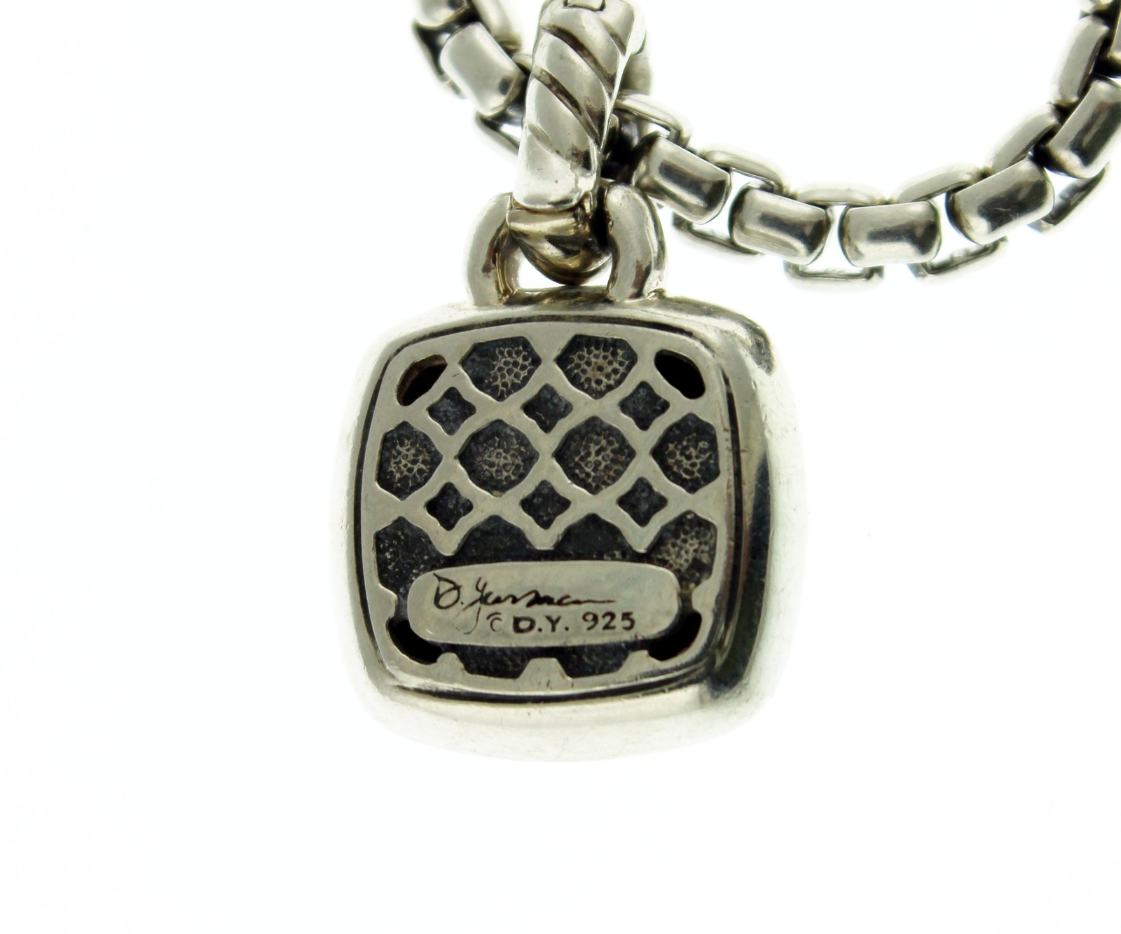 David Yurman Albion Sterling Silver Diamond Black Orchid Pendant Necklace 18″
