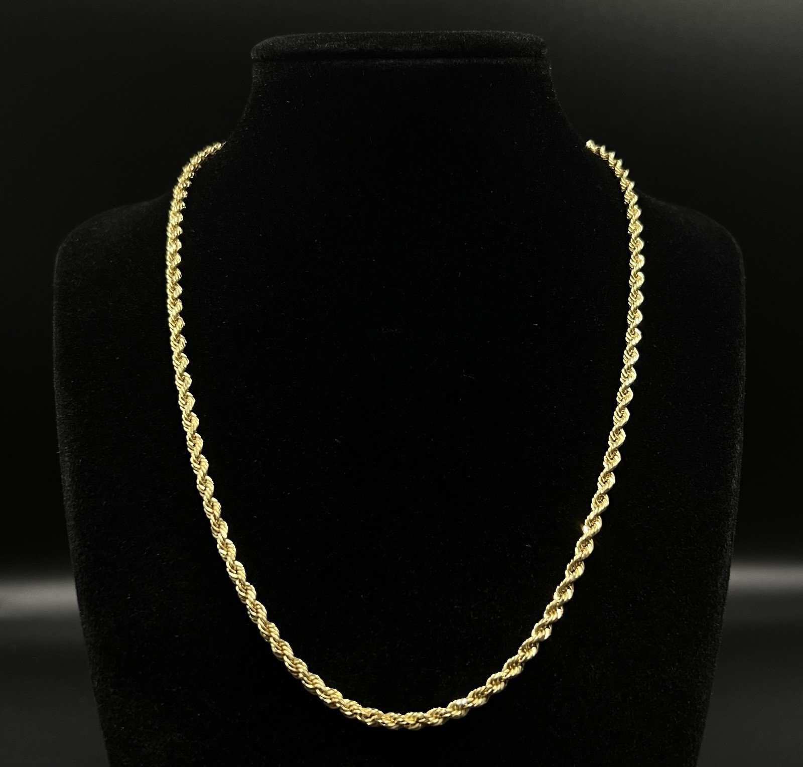 18” 14K Hollow Yellow Gold Diamond Cut Rope Chain | 5.92g | 3.3mm | Lobster |