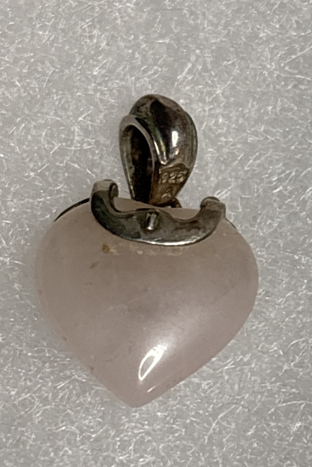 Rose Quartz Heart Pendant 5/8 in Silver Filigree Design 925