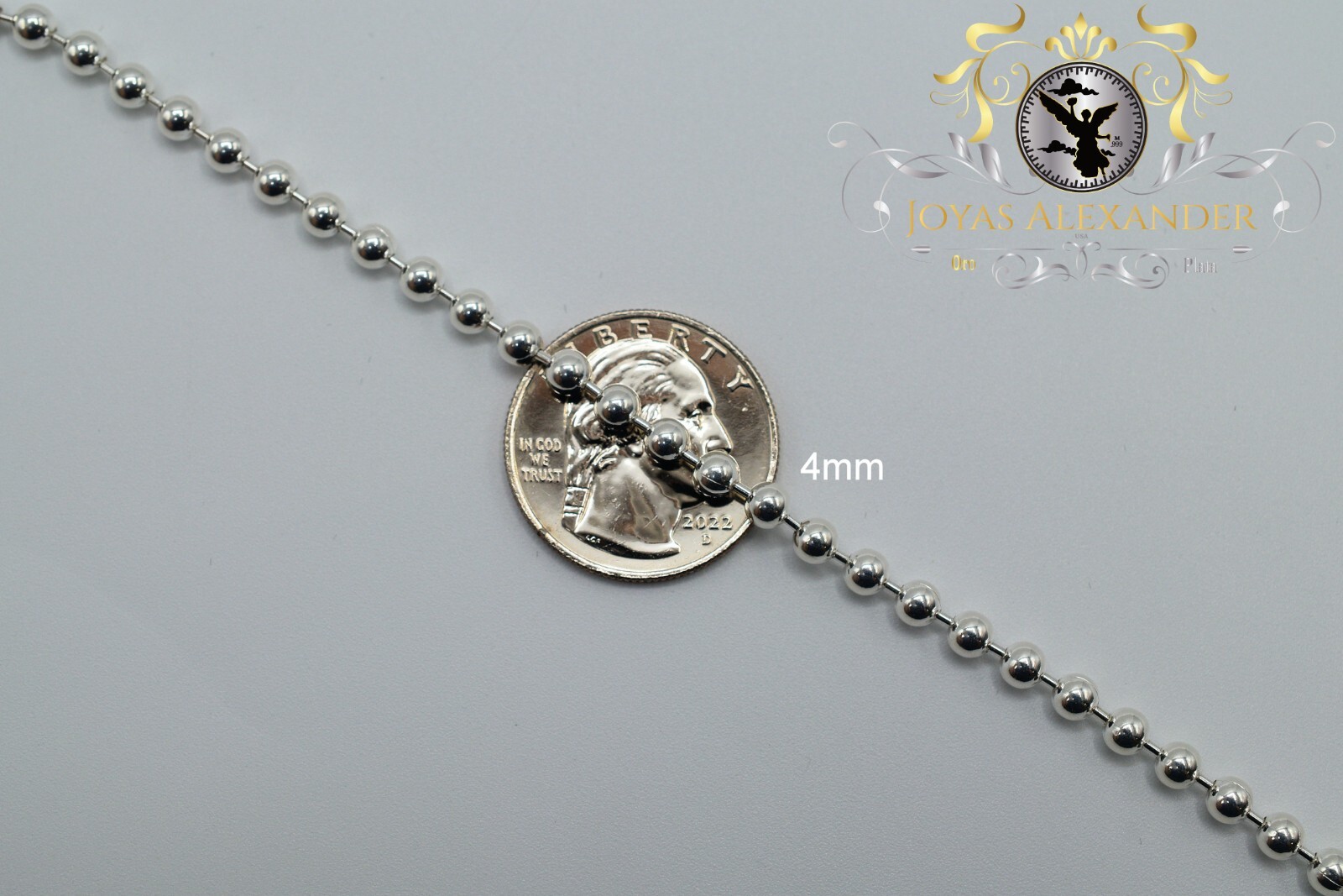 Ball Bead Necklace Solid 925 Sterling Silver Plata de Mexico Ball Silver Chain