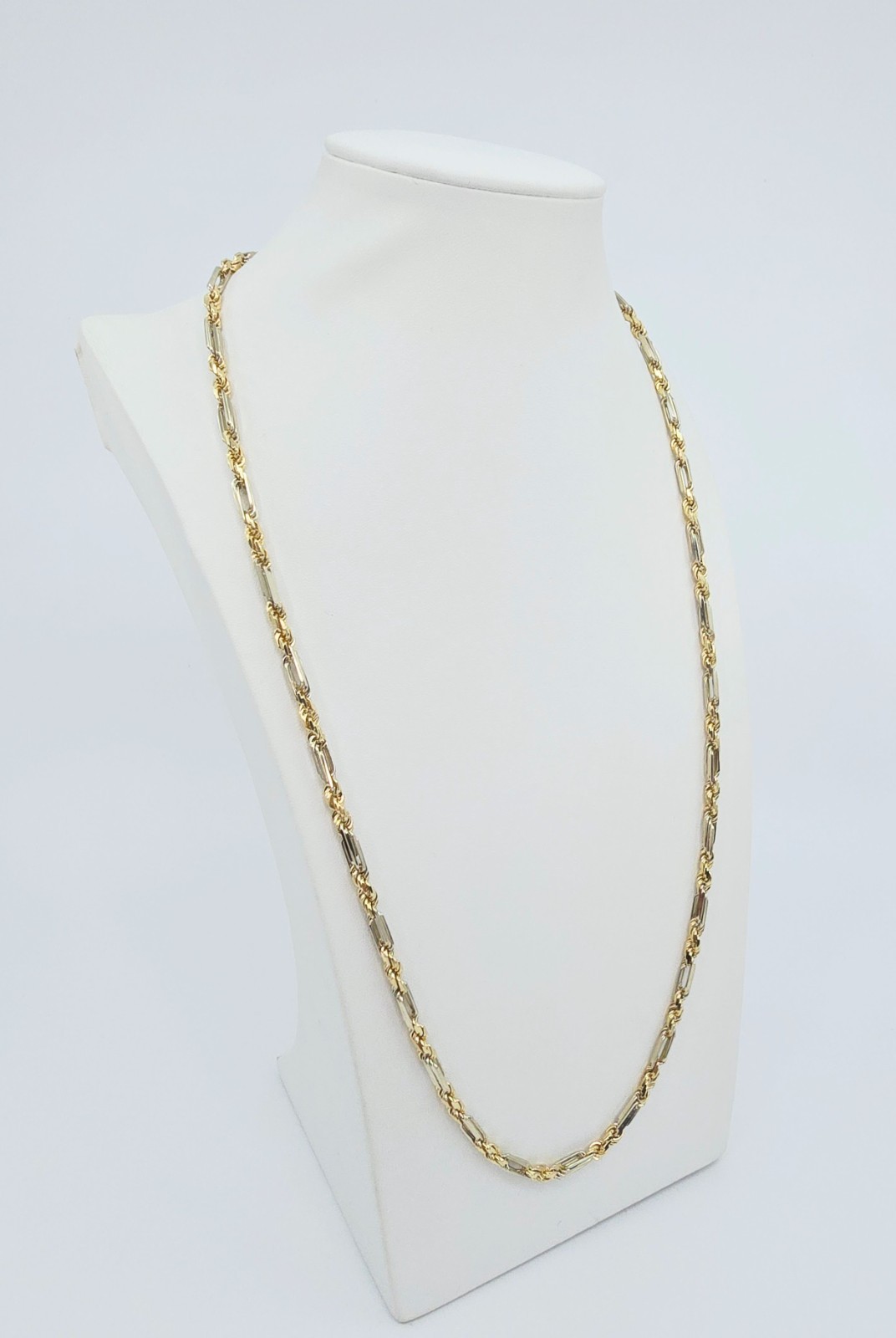 14K Two Tone Multi Color Gold Designer Milano Rope Chain Necklace – 26.5″ Length