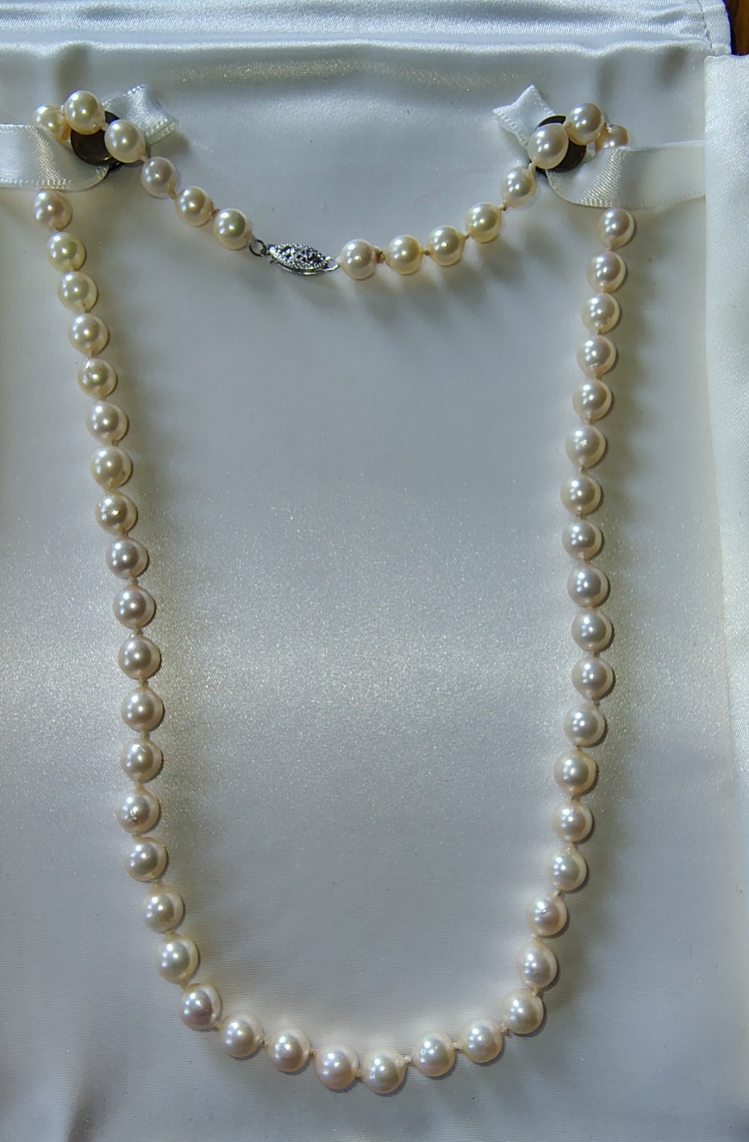 Ladies Cultured Baroque Saltwater Pearl Necklace 7mm 19″ 14k Clasp Knotted