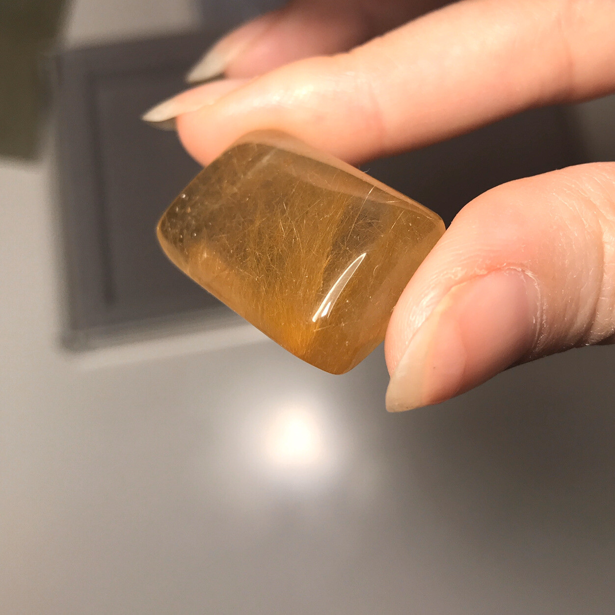 US SELLER Natural cushion Golden Rutilated Quartz Pendant Square Brazil Crystal