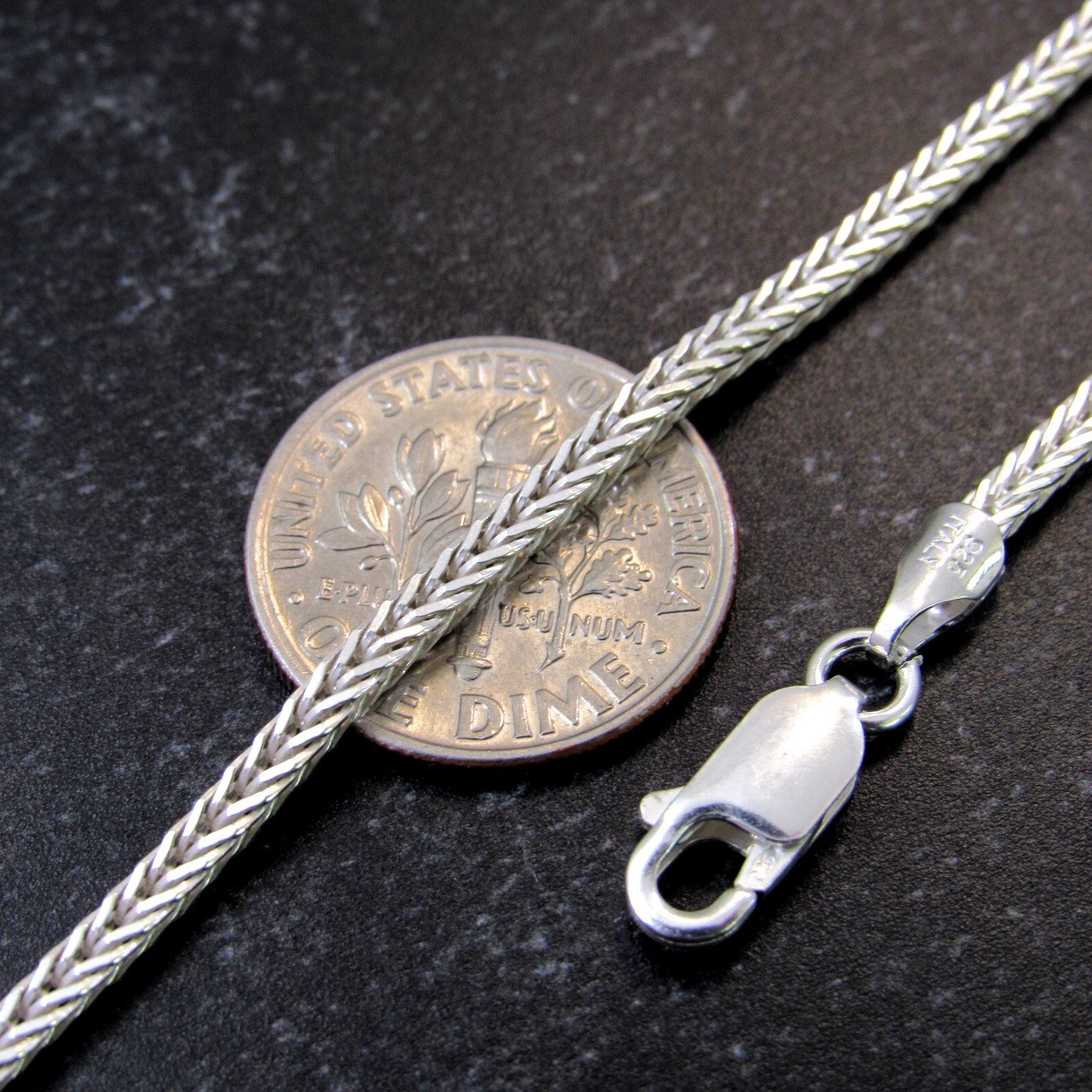 Solid 925 Sterling Silver Italian Foxtail Chain Necklace, Braided Chevron Weave