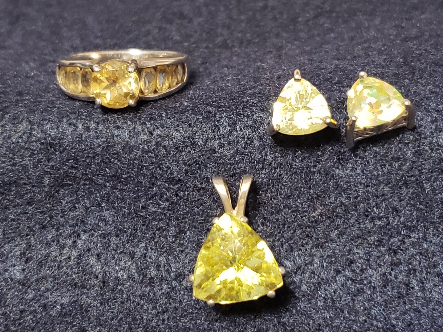citrine pendant and matching citrine earrings and ring