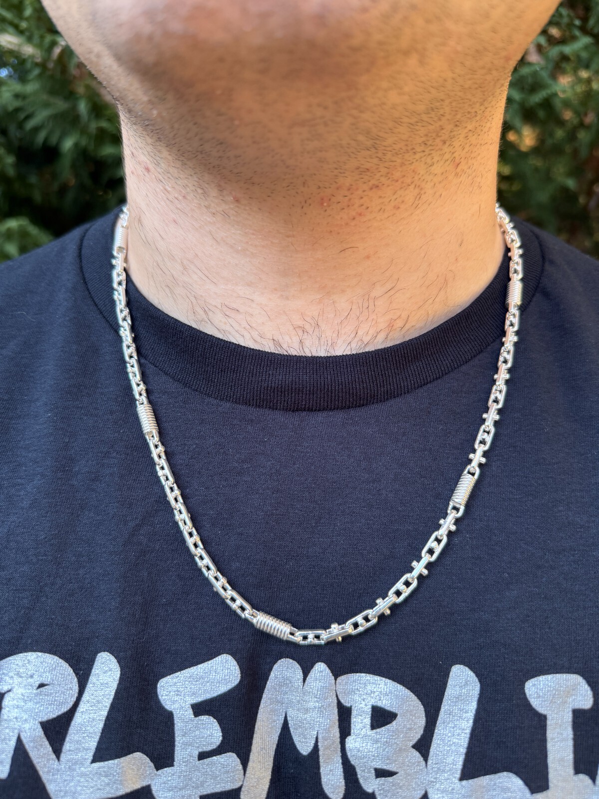 Real 925 Sterling Silver Handmade 5mm Spring Barrel Bullet Rolo Chain Necklace