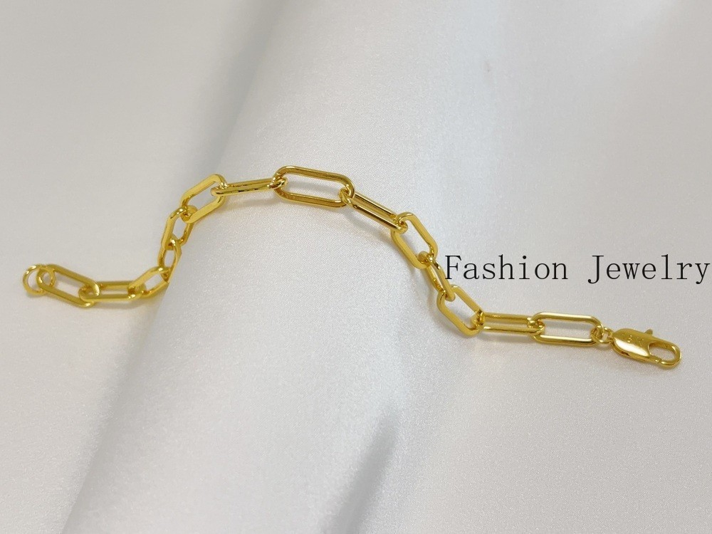18k Yellow Gold 7.5mm Paperclip Chain Cable Rolo Link Bracelet Womens Men 7.5″