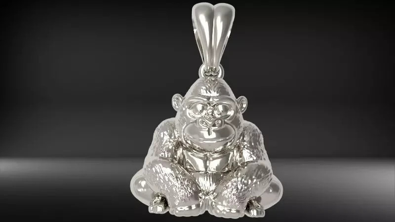 Gorilla Pendant | 999 Fine Silver 17.5mm | Handmade USA