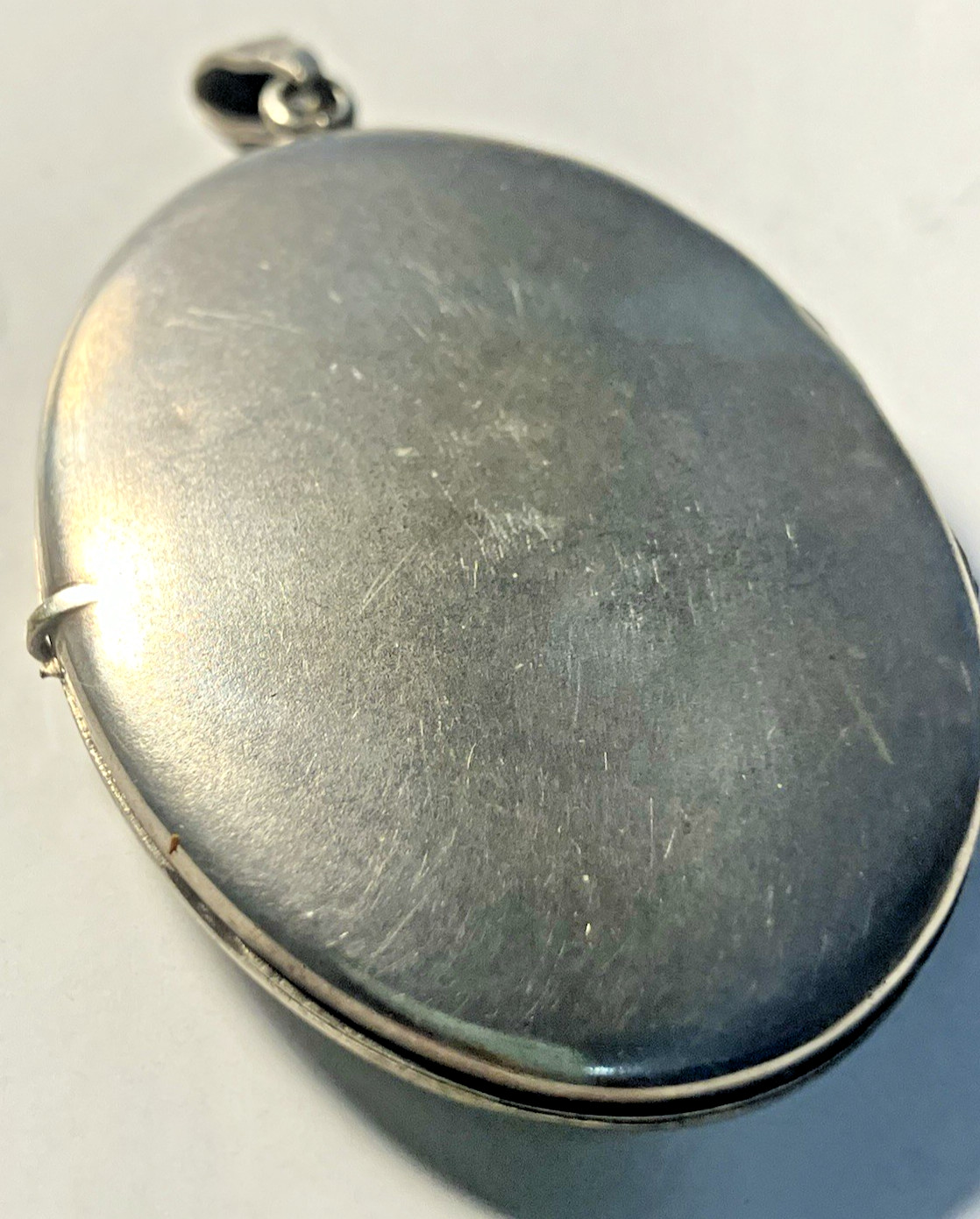 Antique Enamel Alpaca Silver (aka German Silver) pendant locket