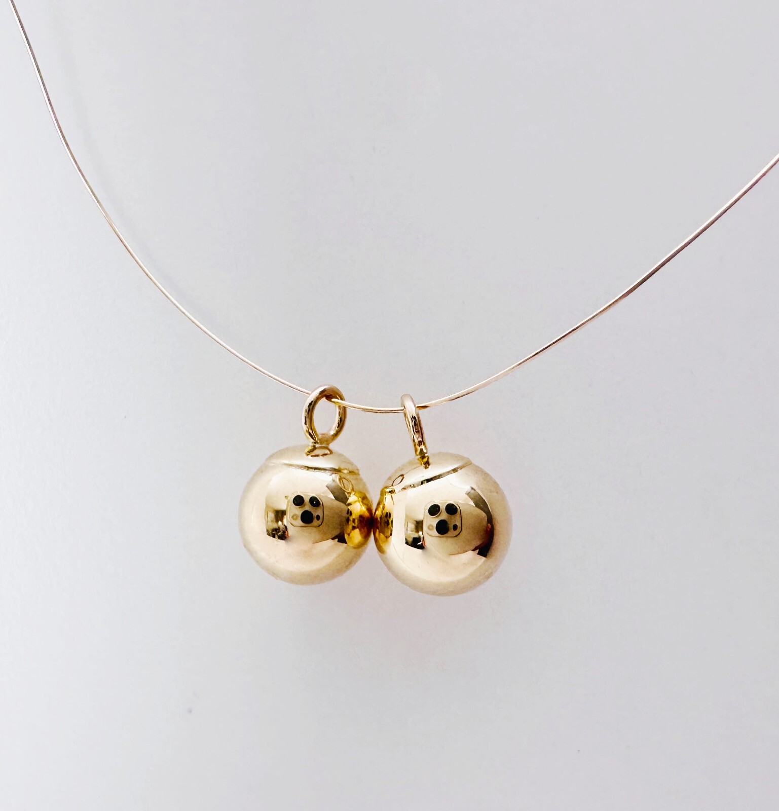 SET of 2 – 14K Solid Yellow Gold 6mm Ball Bead Mini Charms Drop Dangles 6×8.6mm