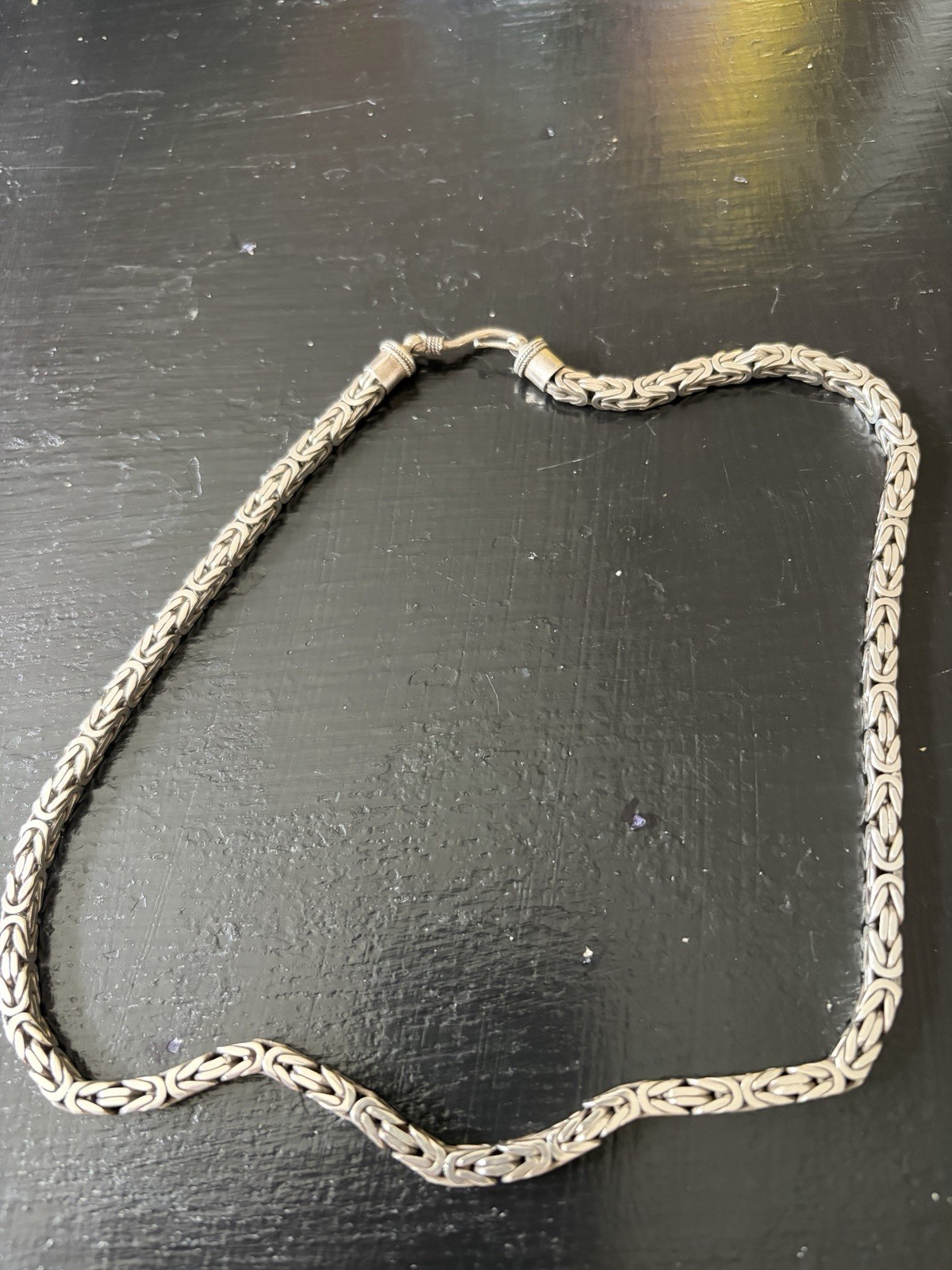 Sterling Silver Byzantine Necklace King’s Braid Weave- Thick-Heavy 18” long