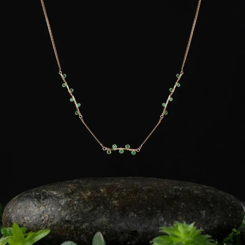 0.40Ct Lab Created Diamond 14k Yellow Gold Over Delicate Necklace Women’s Gift