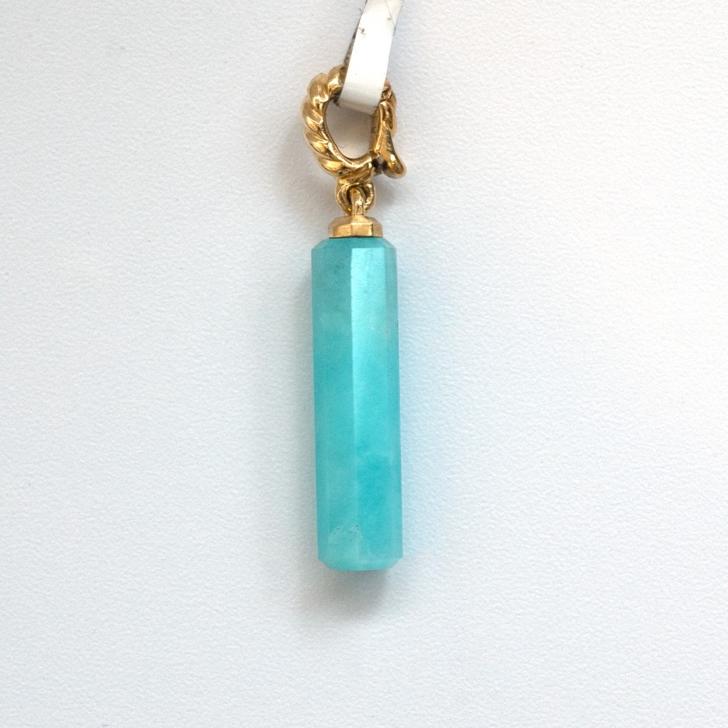 DAVID YURMAN New Ladies 20x5mm Barrel Charm Enhancer with Amazonite & 18K Gold