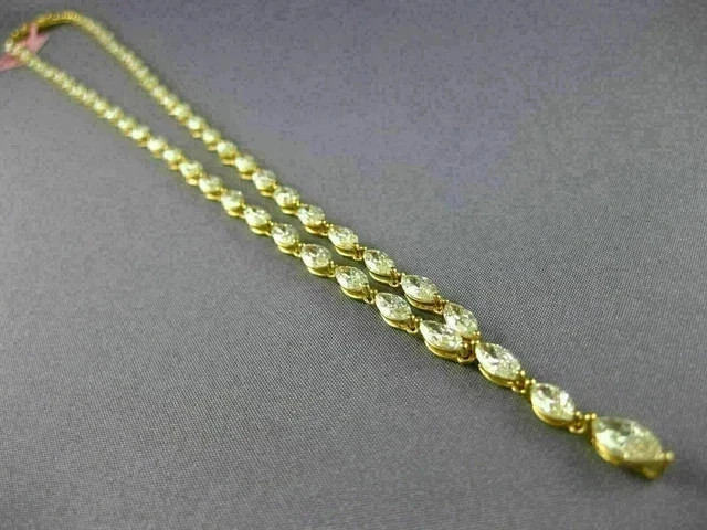 14Ct Marquise Cut Lab Created Diamond Tennis Necklace 14K Yellow Gold Plated 18″
