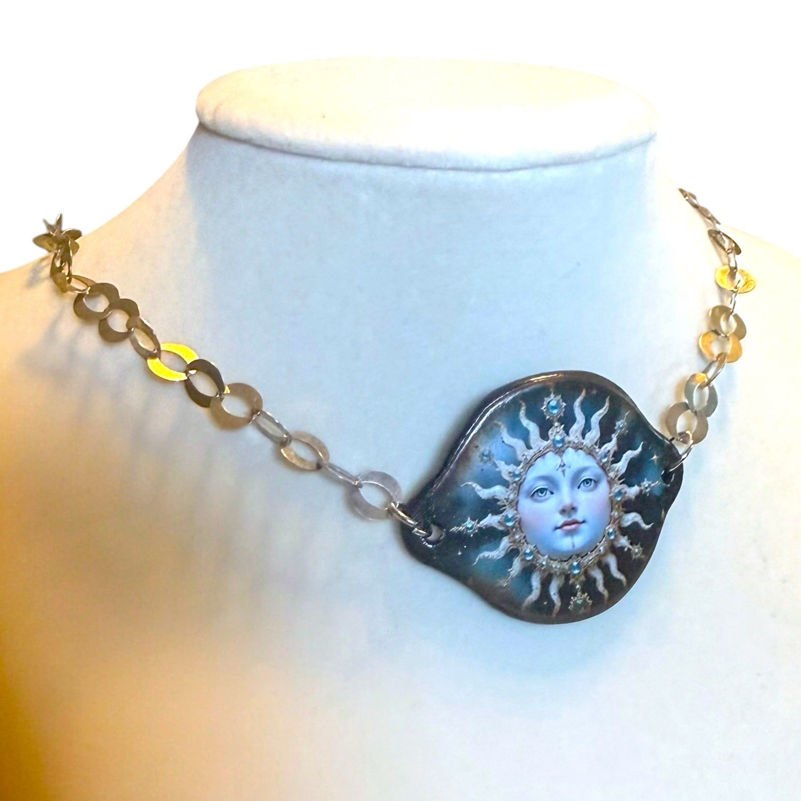Celestial Sun Goddess Sterling Silver 925 Necklace Italy Milor