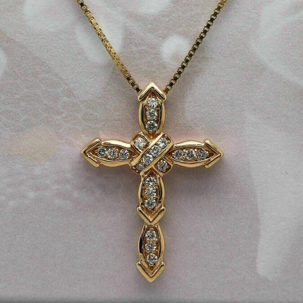 2 Ct Round Cut Lab Created Diamond Cross Women’s Pendant 14K Yellow Gold Plated