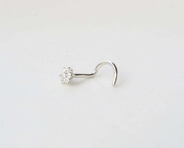 0.20 ct each lab grown diamond nose stud ring piercing 14kt yellow gold plated