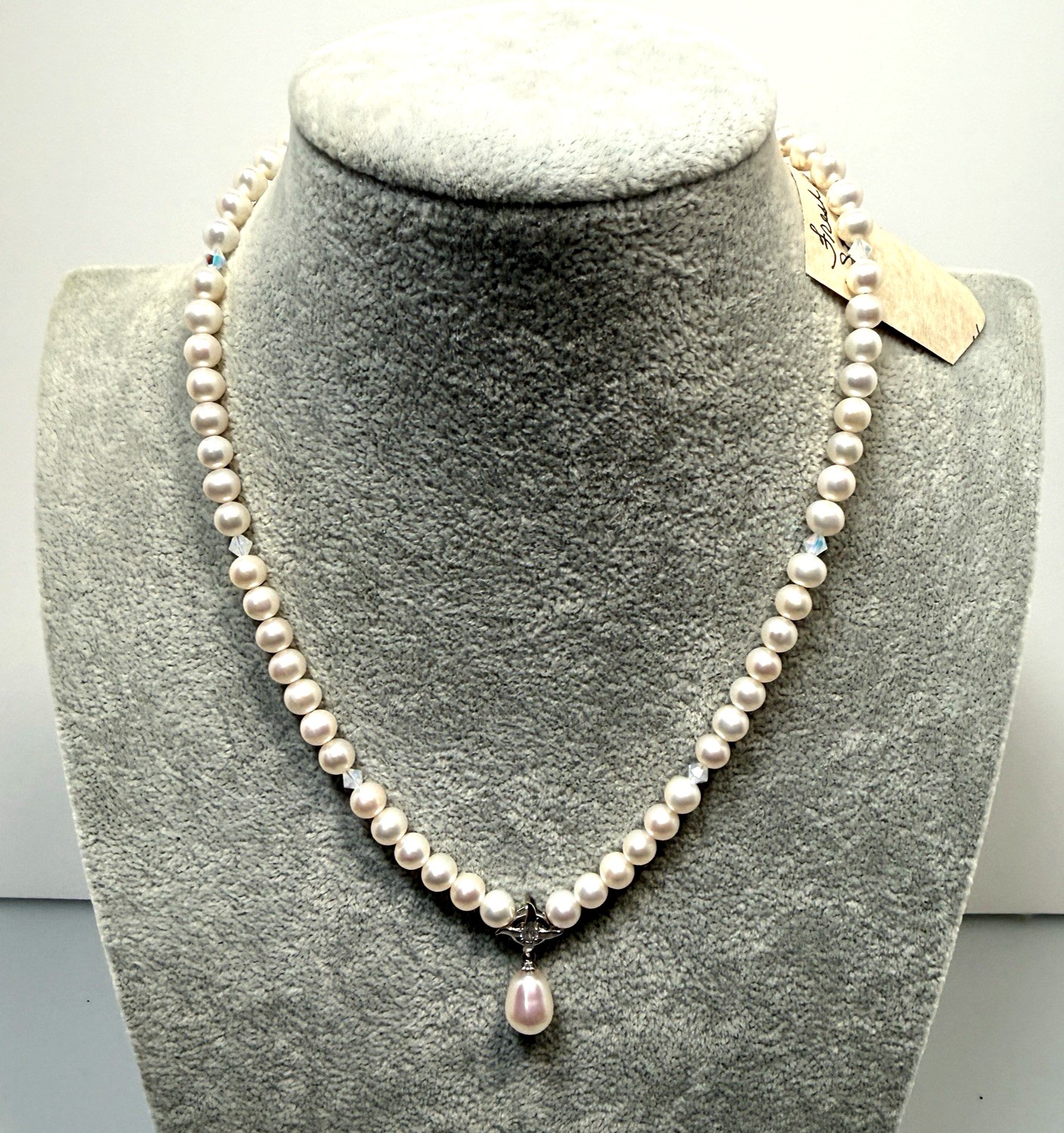 Vtg Pearl Necklace 925 White Fresh Water w/Sterling Silver Kauai Hawaii