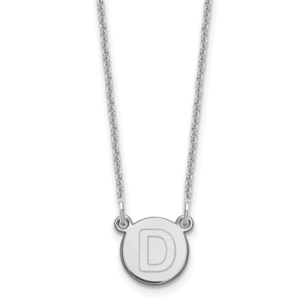 14K Yellow Gold Tiny Circle Block Letter D Initial Pendant Necklace 18″