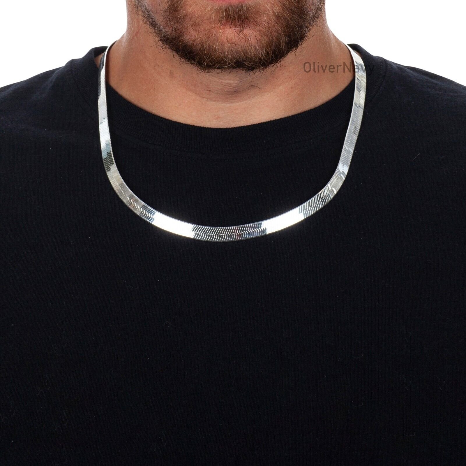 925 Sterling Silver 7mm Herringbone Necklace Italian Chain – All Sizes