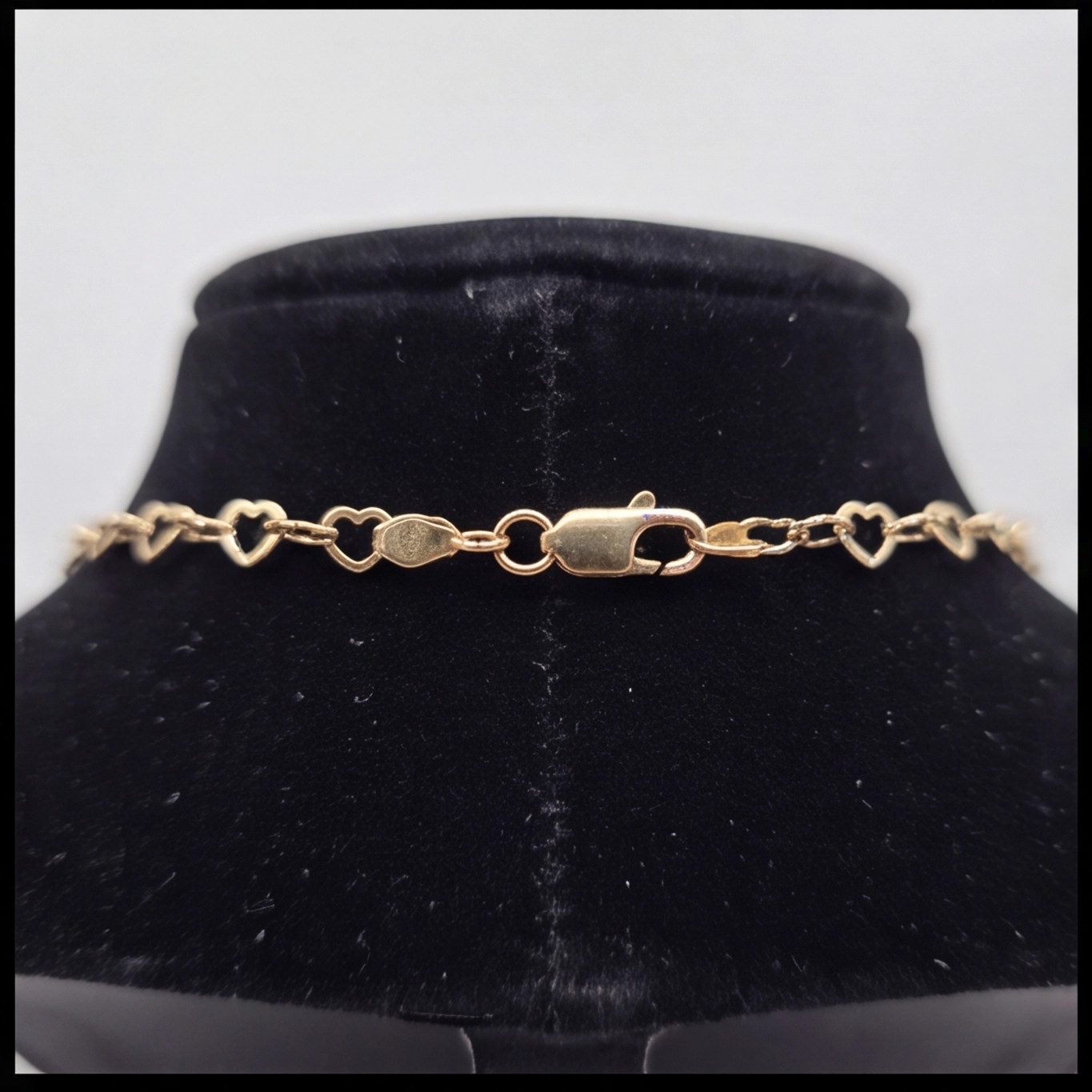 Solid 18K Yellow Plain Gold Perfect Italian Style 17 inch Heart Link Chain