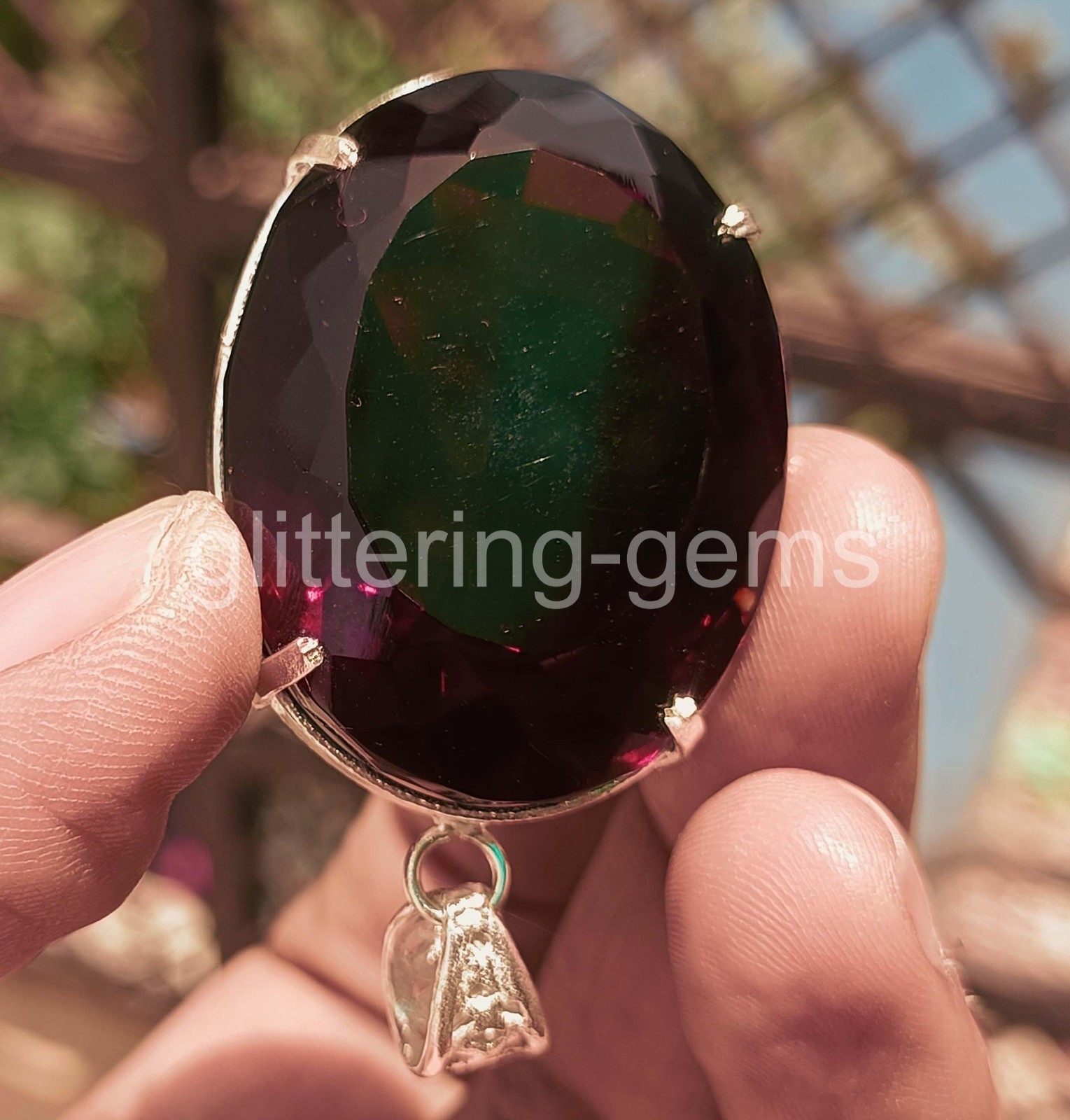 154 Ct Natural Red Ruby Pendant Oval Shape 925 Solid Silver IGL Loose Gem 6JDA