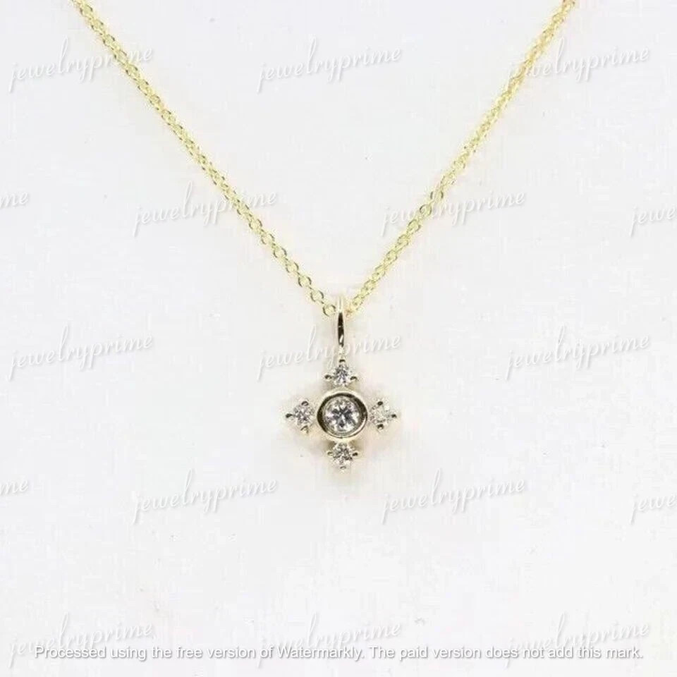 1.00Ct Round Cut Lab-Created Diamond Tiny Cross Pendant 14k Yellow Gold Plated