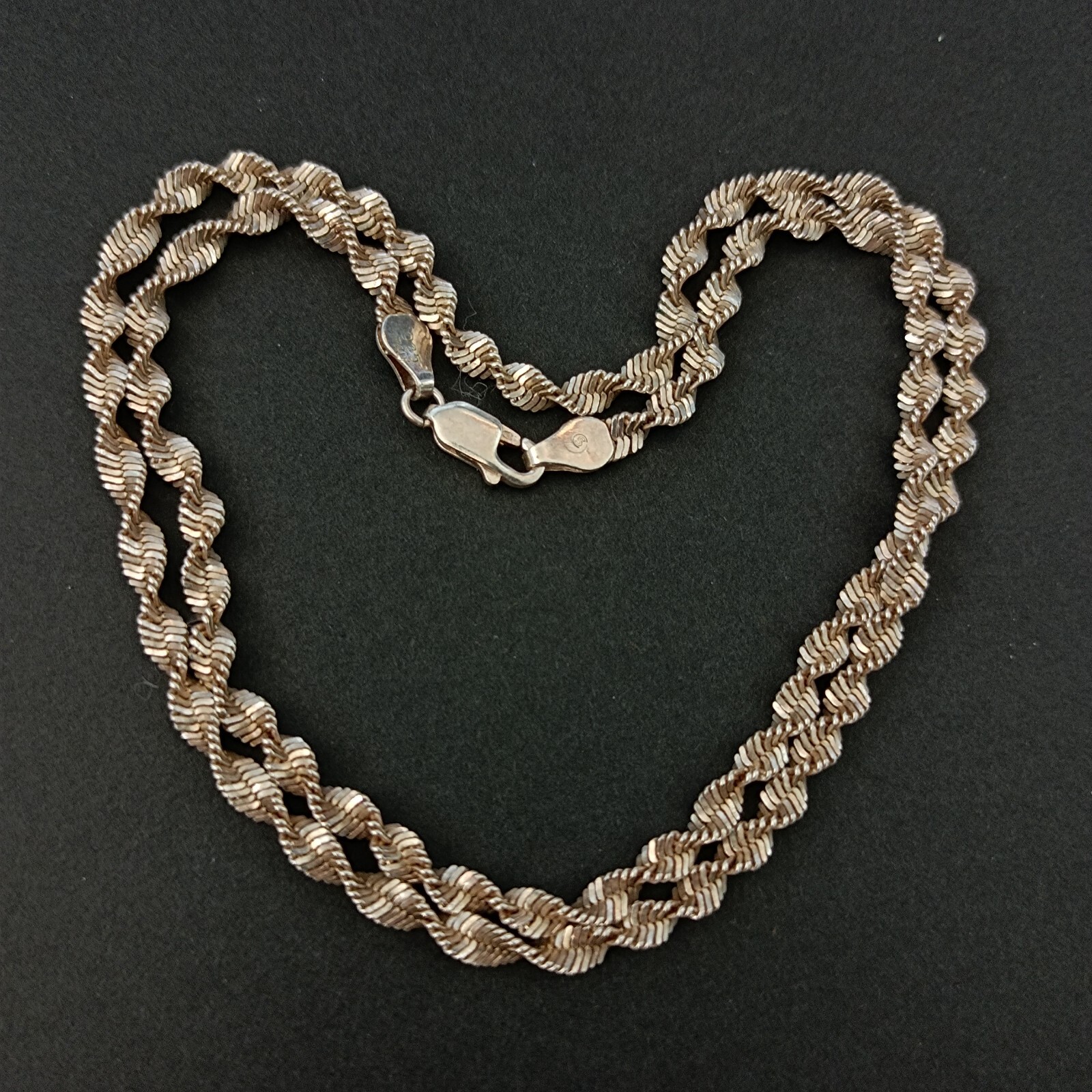Vintage Sterling Silver Chain Necklace Italy Thick Twisted Rope Men’s Women Gift