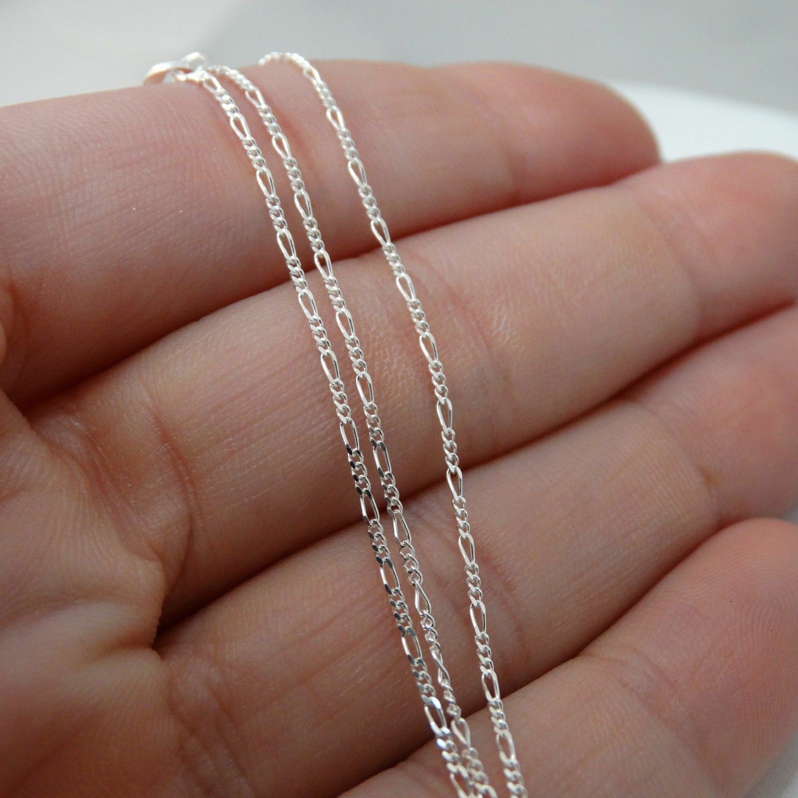 1mm Figaro Chain Necklace – 925 Sterling Silver – Italy Italian 16″ 18″ 20″ 24″