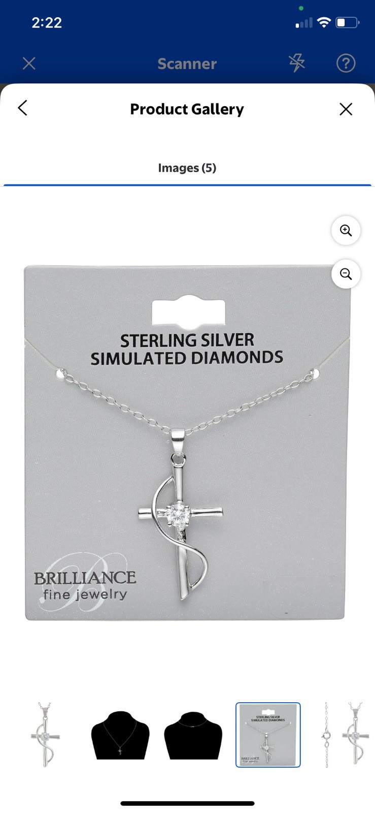 18” Fine Jewelry Adult Sterling Silver Simulated Diamond Cross Necklace