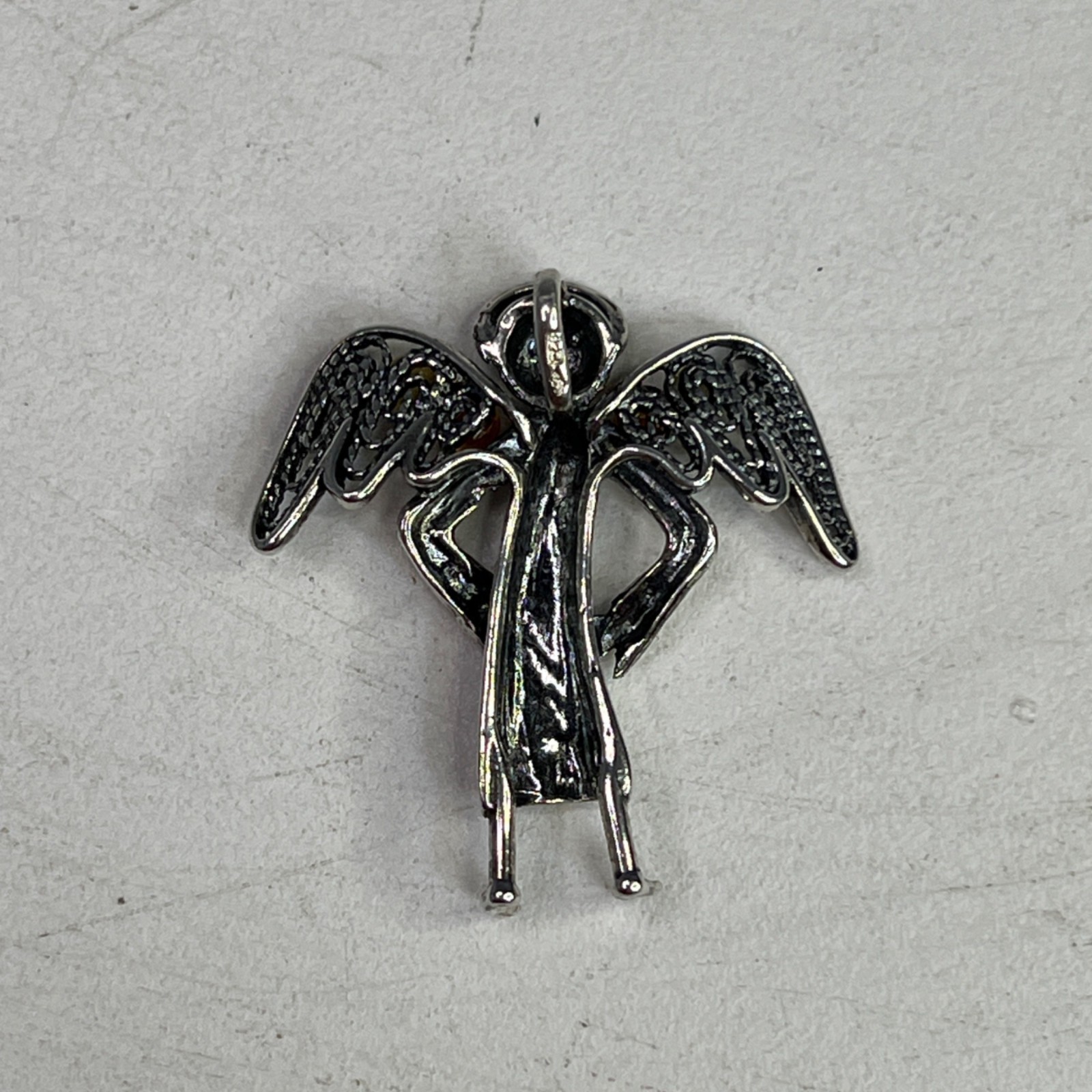 Sterling Silver Guardian Angel Pendant With Cognac Any Yellow Amber Detail