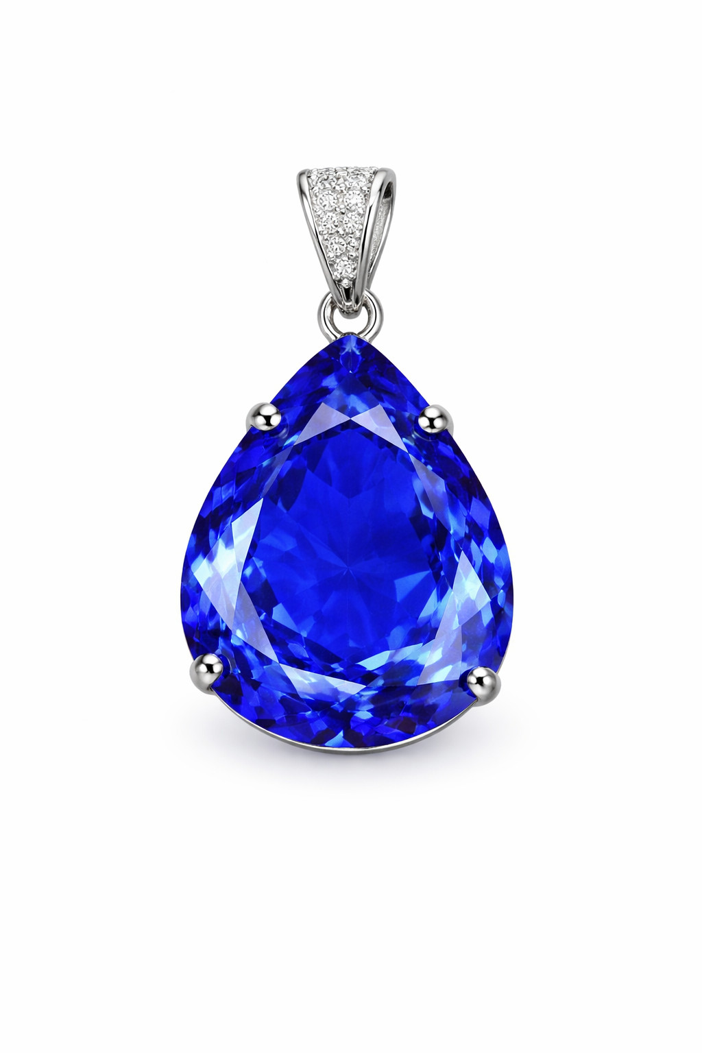 Blue Sapphire 104.95 Ct CERTIFIED Pear 925 Sterling Silver Gemstone Pendant