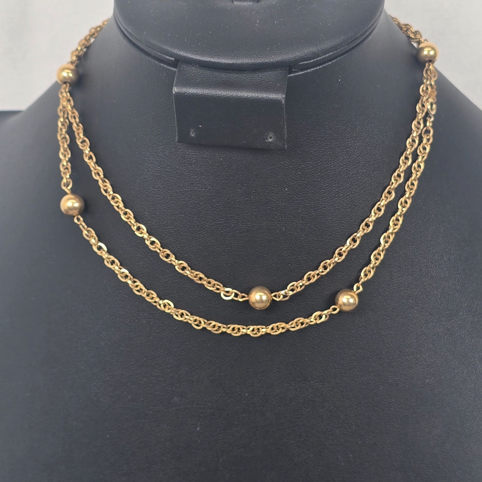 1/20 12k Gold-Filled Chain-Link Necklace w/ Round Ball Bead Accents Opera 31″