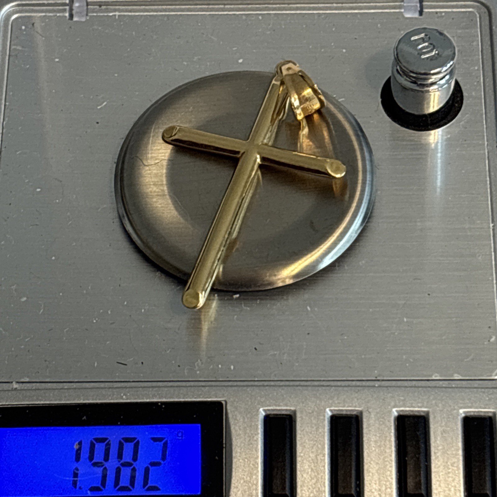 18K Real Gold Large Cross Pendant 1″ X 2″ 1.98 Grams