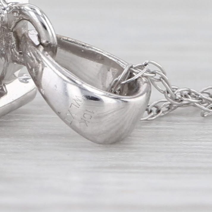 0.20ctw Diamond Halo Pendant Necklace 10k White Gold 20.25″ Rope Chain