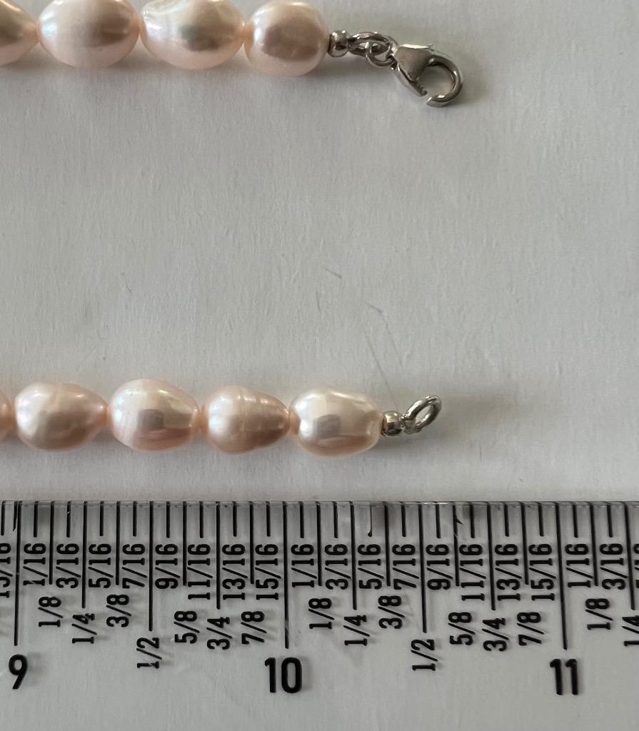 REAL PERIDOT Pearl SAPPHIRE 14K W Gold on SOLID 925 Drop Necklace PINK Victorian