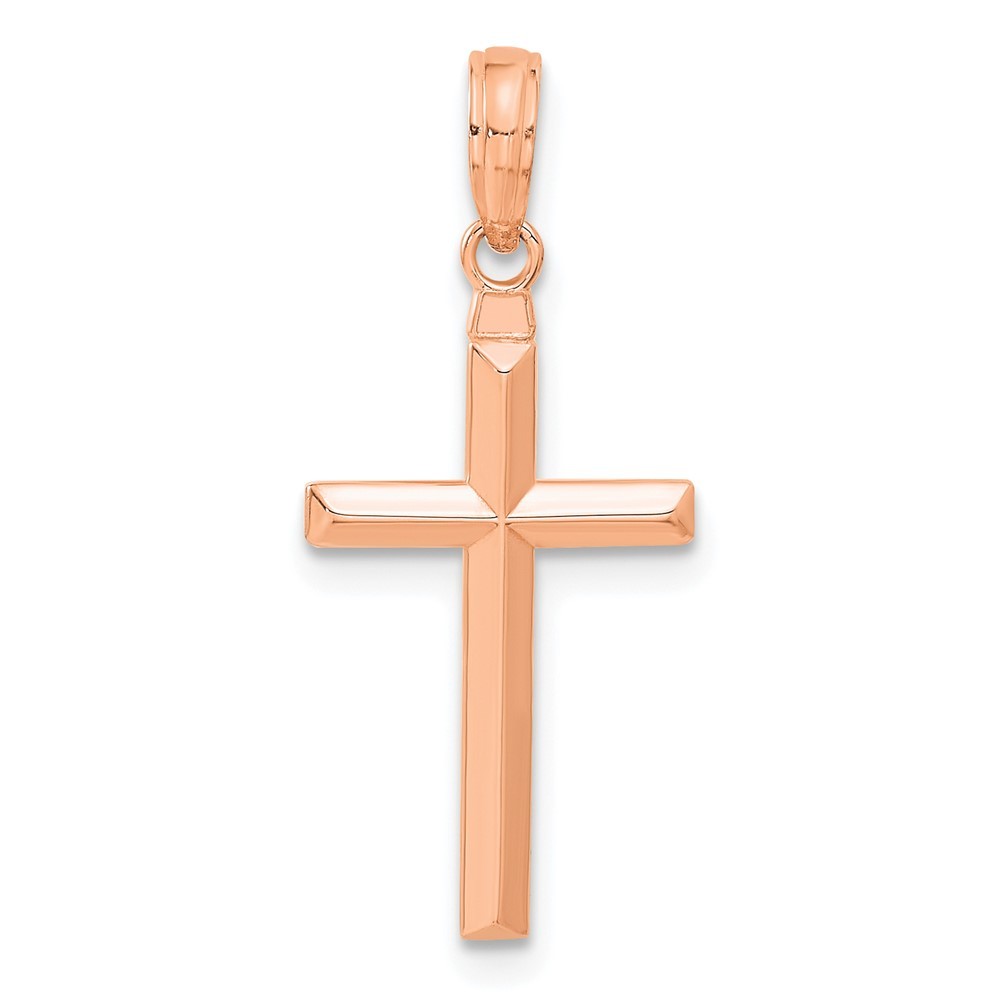 14k Rose Gold Reversible Same on Both Sides Latin Cross Pendant