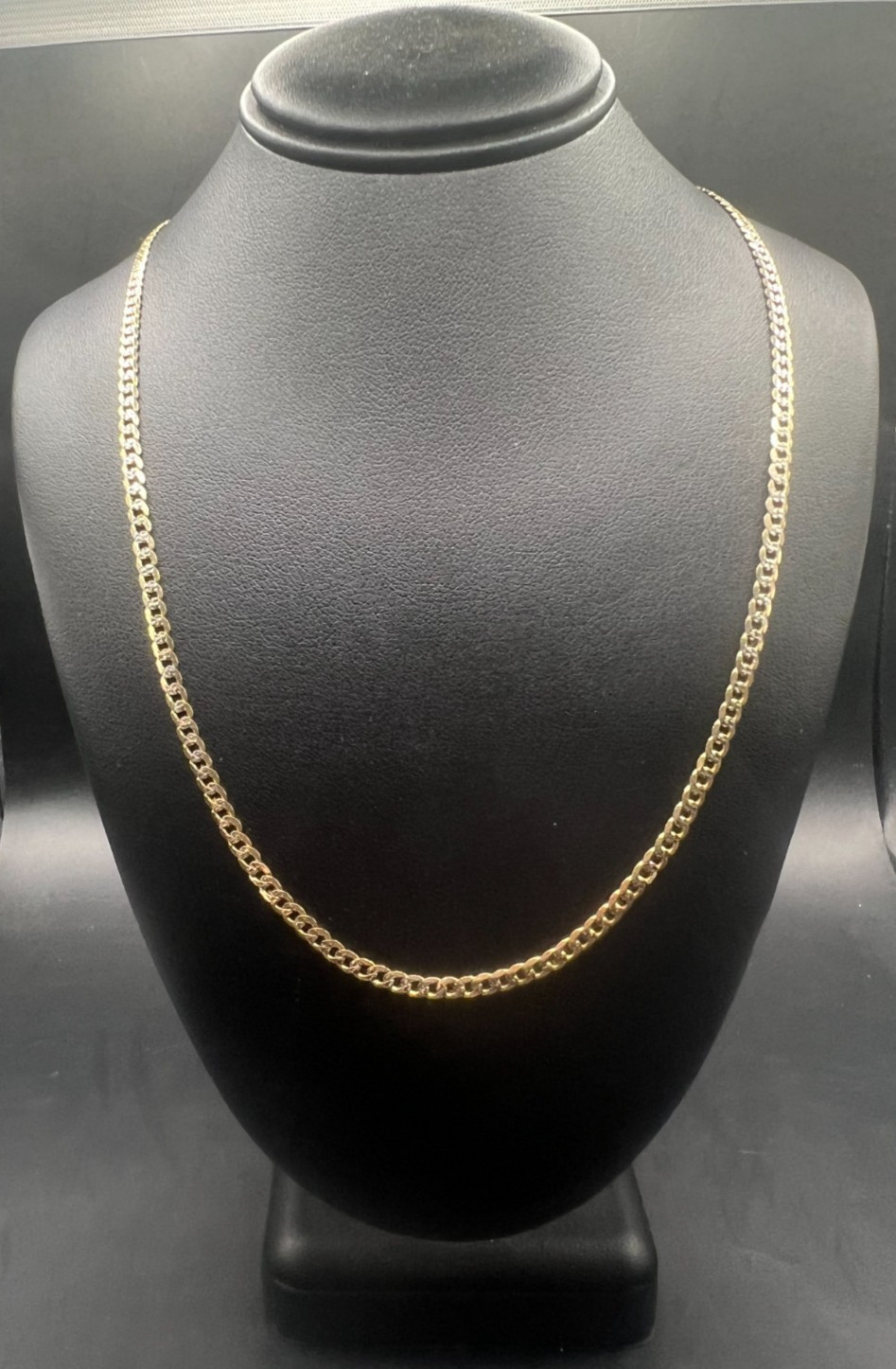 14K 2Tone Yellow&White Gold Cuban Curb Link Chain 8.3Grams, 23Inches, 3mm