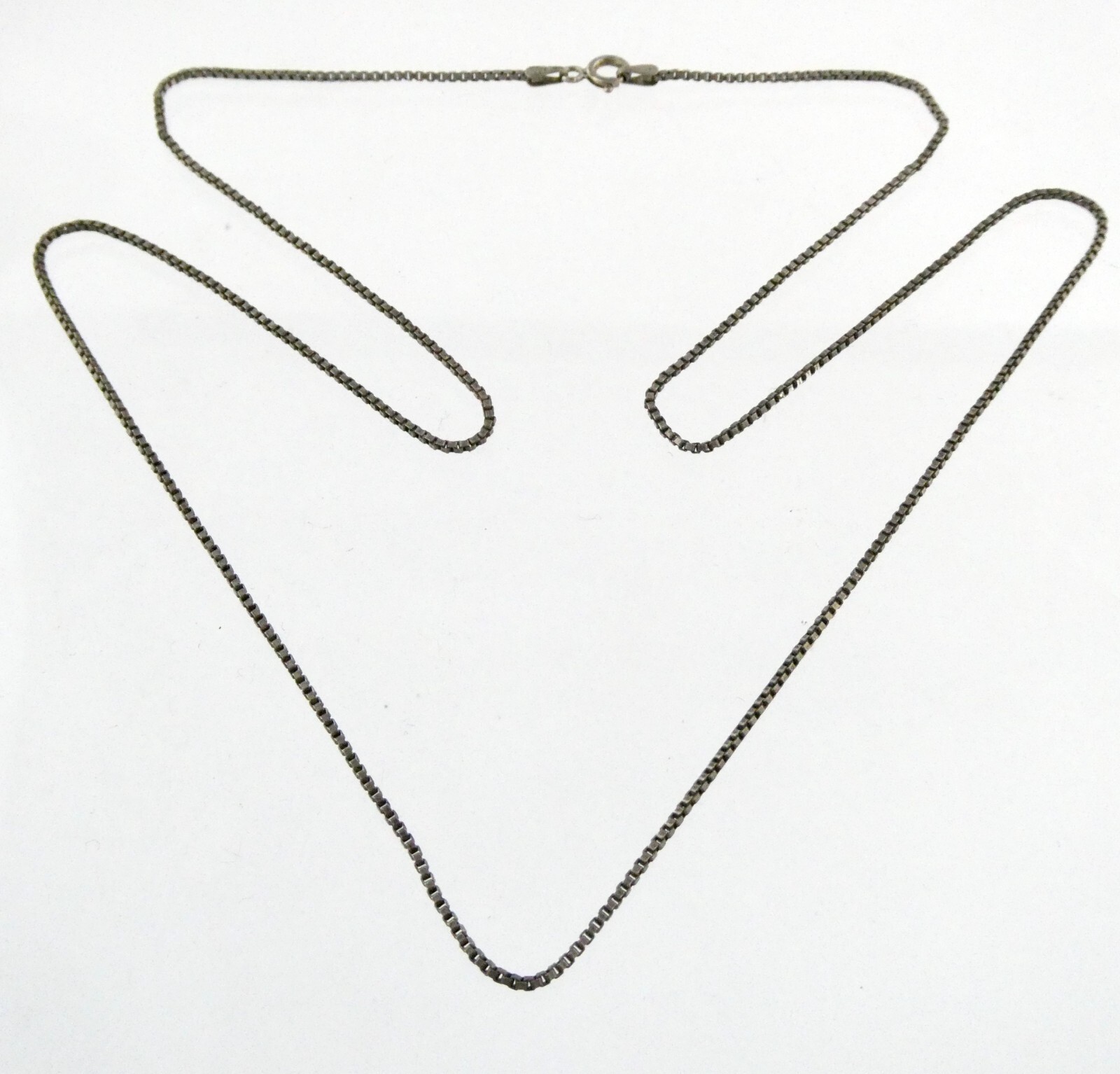 Italy Sterling Silver Box Chain Necklace 925 5.4g 24.5 Inch Length 1.26mm Thick