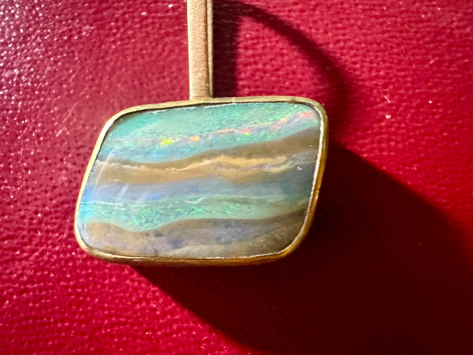 Australian Gem Boulder Opal Pendant Gold