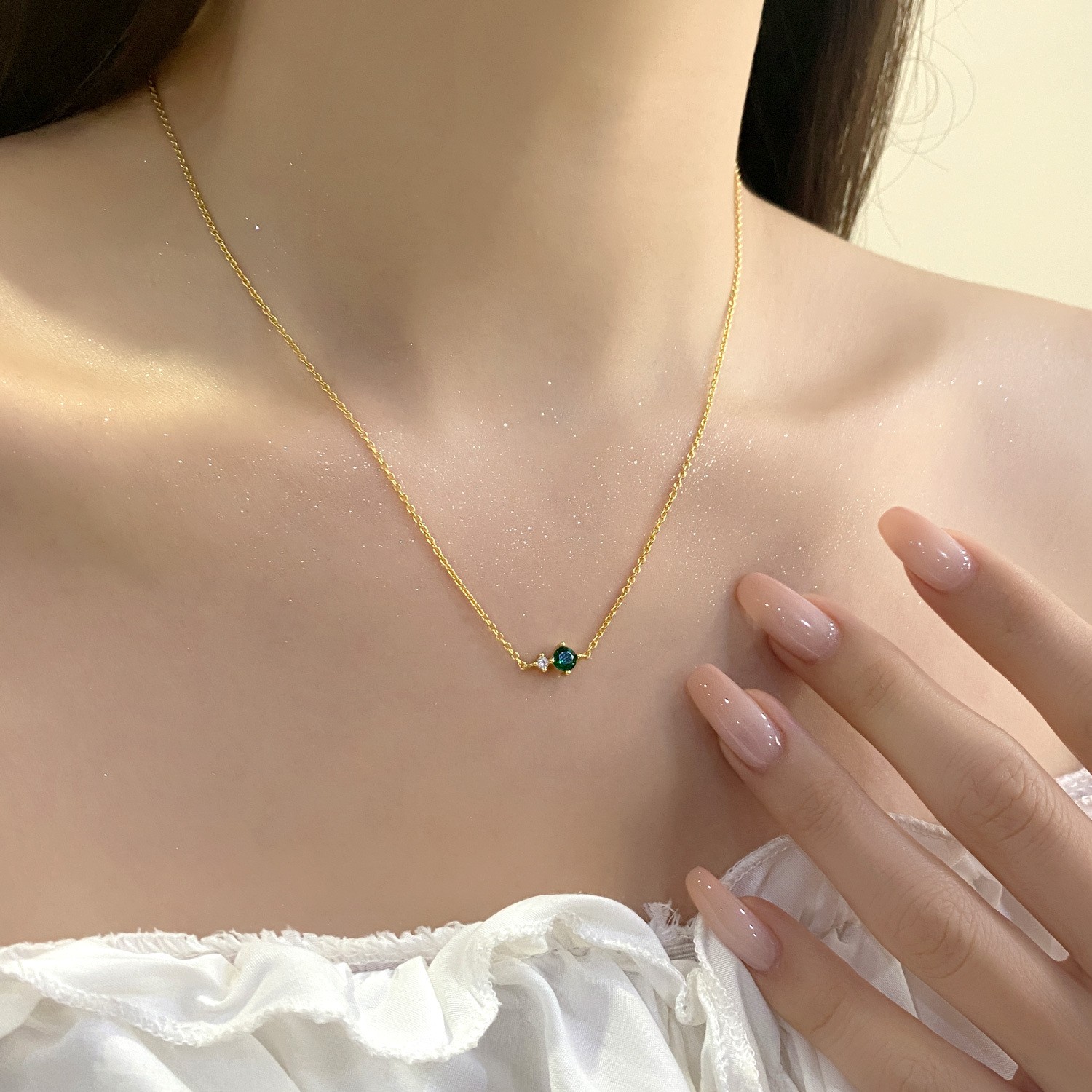 S925 Sterling Silver Necklace With Twelve Birthstone Pendants, A Light-luxury, N