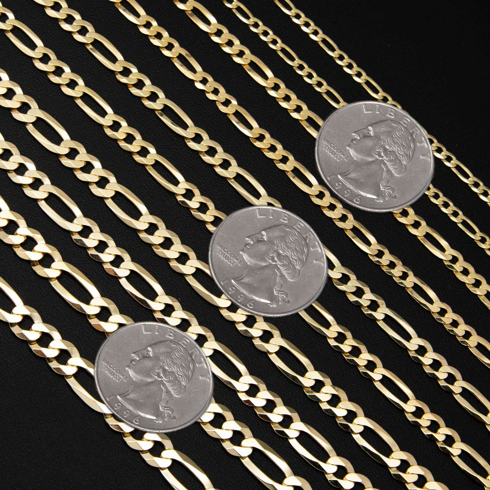 Figaro Chain 14K Yellow Gold-Plated Sterling Silver 925 All Sizes