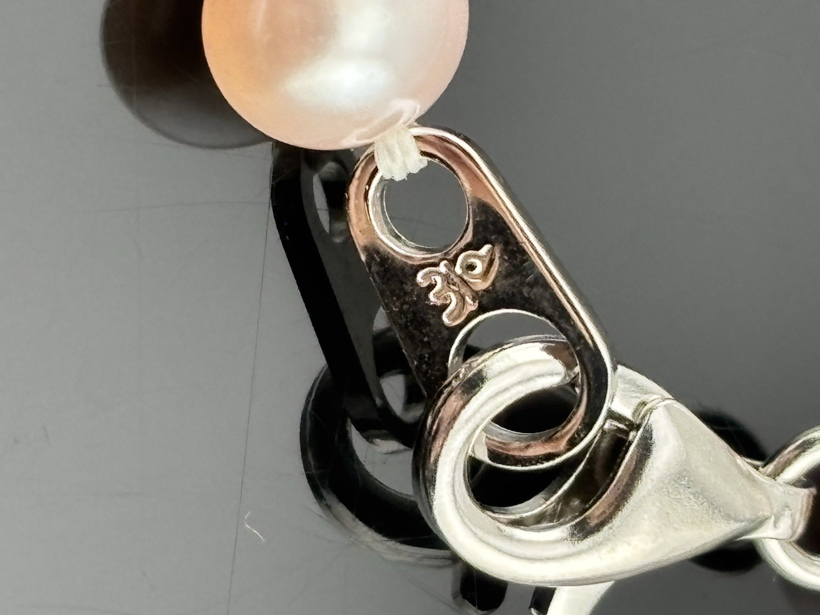 Danbury Mint Sterling Silver Pink Pearl Necklace Bracelet & Stud Dangle Earrings
