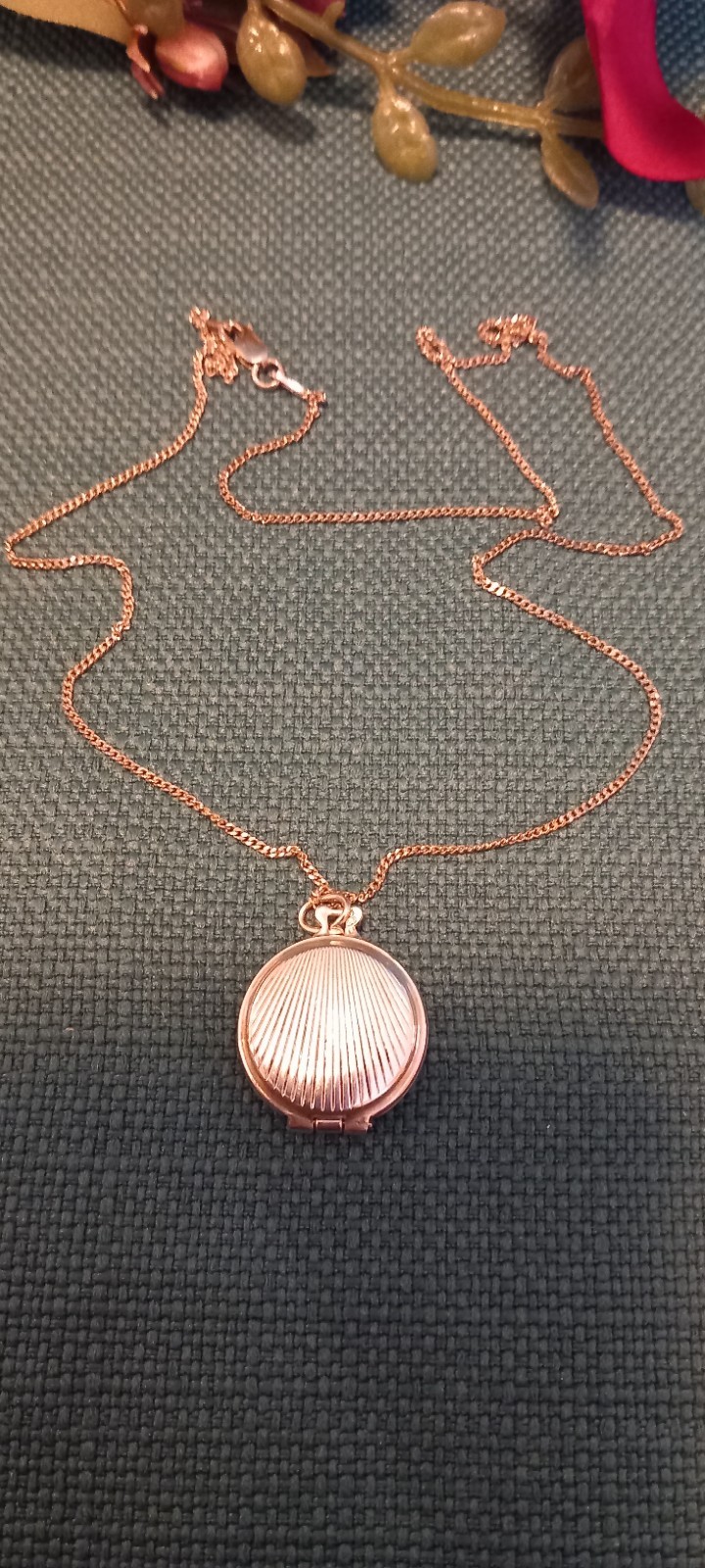 Vintage Small 835 Silver Reversible Art Deco Locket On A Later 925 18 ” Chain