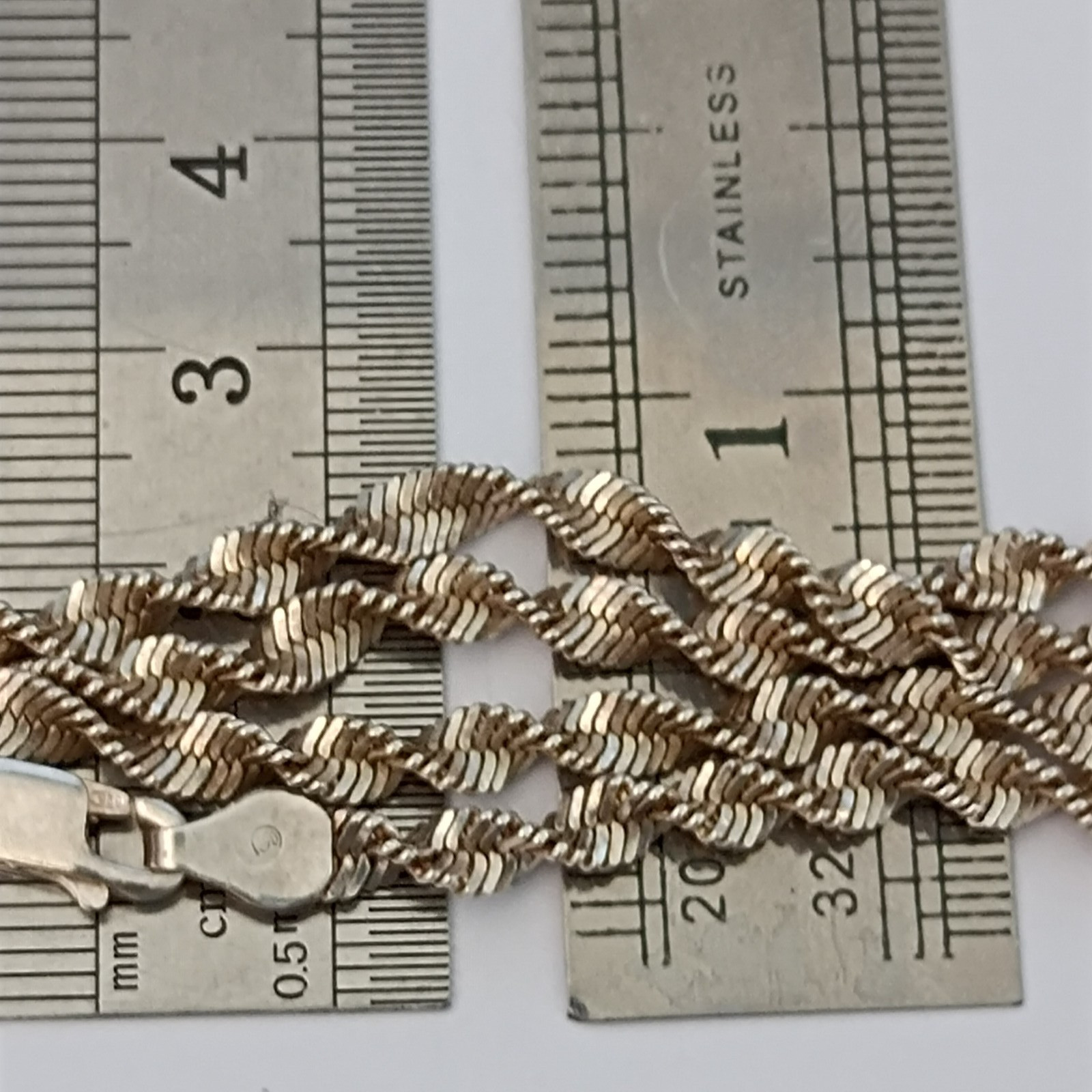 Vintage Sterling Silver Chain Necklace Italy Thick Twisted Rope Men’s Women Gift