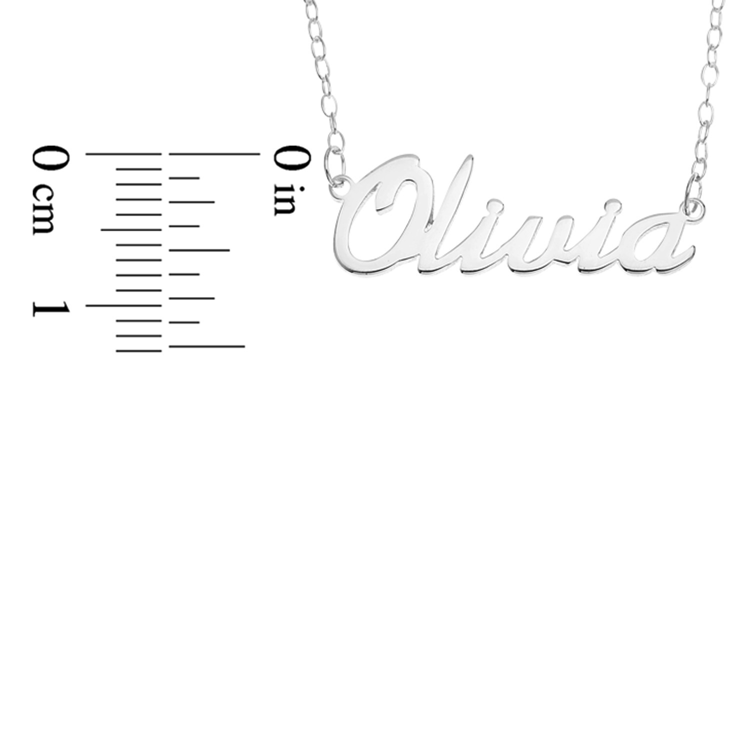 Olivia Name Plate Necklace Pendent Sterling Silver female Personalized Custom