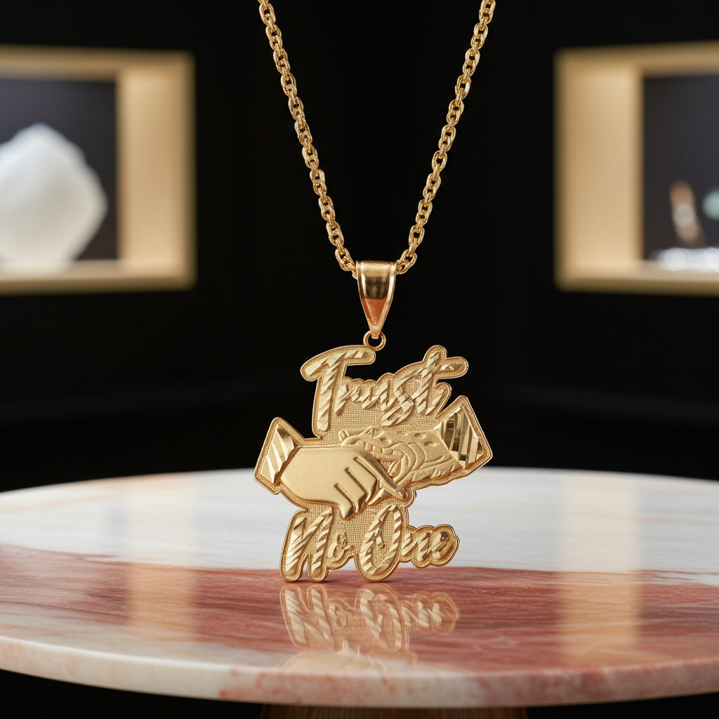 Gold TRUST NO ONE Hip-Hop Pendant