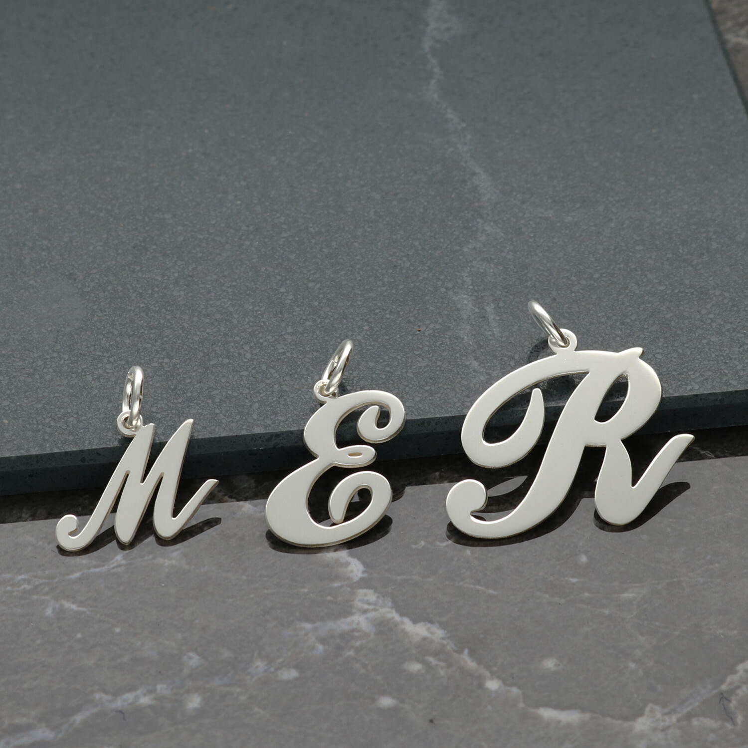 925 Sterling Silver Any Initial Letter Pendant Charm Small Medium Large A-Z